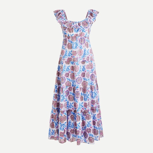 J. Crew Dresses & Skirts - J. Crew Tiered ruffleneck dress in floral vine block print